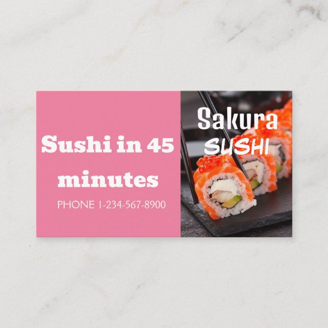 Sushi Delivery Discount Sale Offer Business Card (Front)