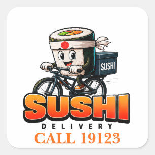 🍣 Sushi Delivery Driver Team Uniform 🚴 Square Sticker