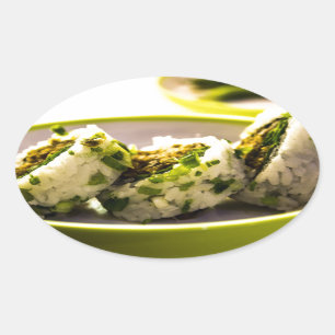 Sushi Eat Japanese Asia Food Rice Tasty Lunch Oval Sticker
