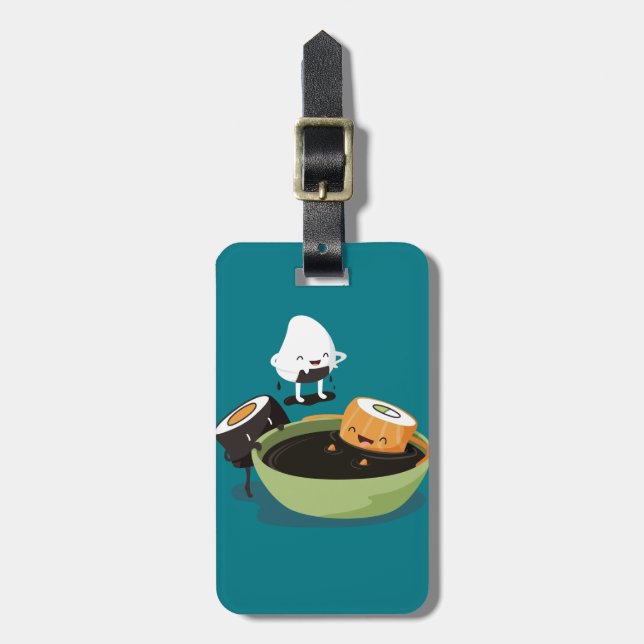 Sushi enjoy bath time funny luggage tag (Front Vertical)