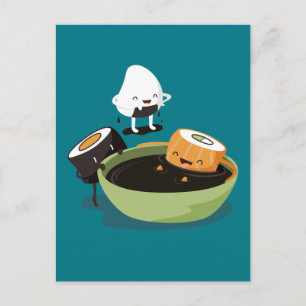 Sushi enjoy bath time funny postcard