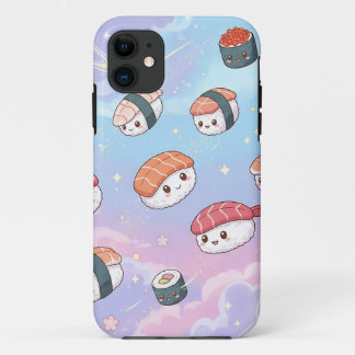 Sushi Flying in Pastel Galaxy Sky iPhone 11 Case