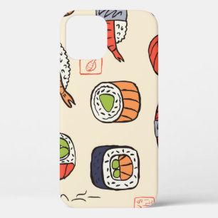 Sushi food, seamless pattern design. iPhone 12 case