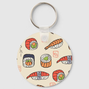 Sushi food, seamless pattern design. key ring