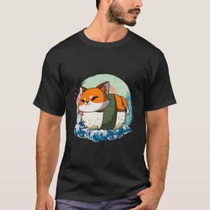 Sushi Fox Japanese Great Wave Kanagawa T-Shirt