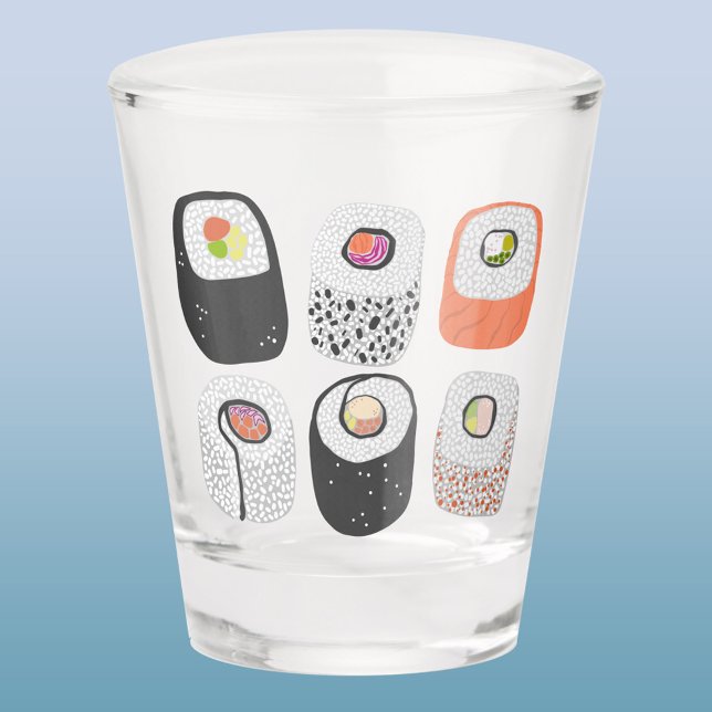 Sushi Fun Japanese Food Art Shot Glass (Fun Japanese sushi food art shot glass)