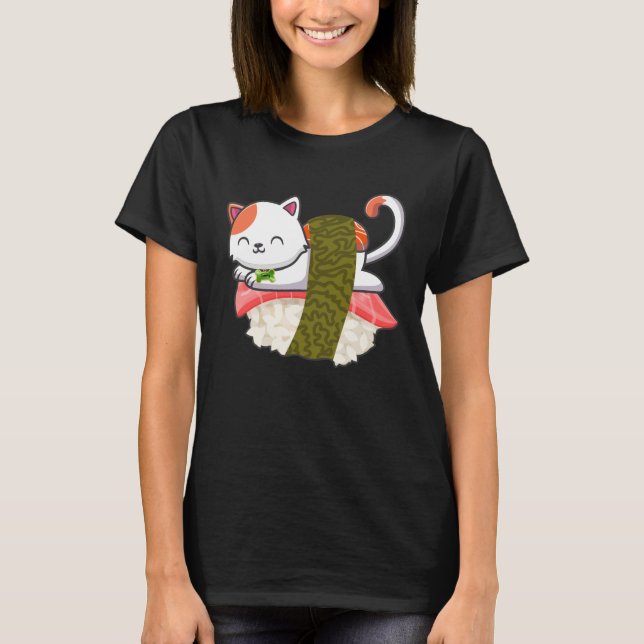 Sushi Funny Cute Cat For Cat Lover's Gift T-Shirt (Front)