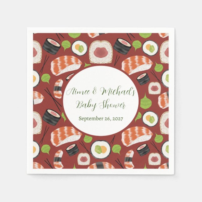 Sushi Gender Neutral Baby Shower Napkin (Front)