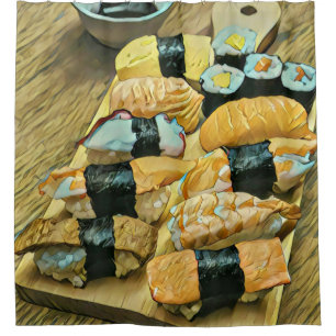 Sushi gift for food lovers shower curtain