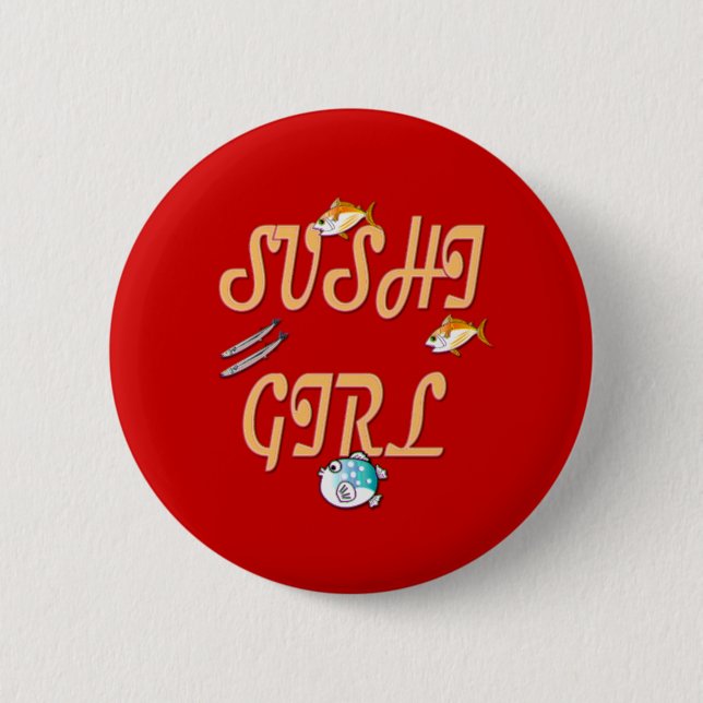 Sushi Girl 6 Cm Round Badge (Front)