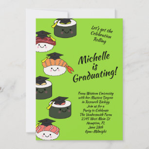 Sushi Graduation Party  Invitation