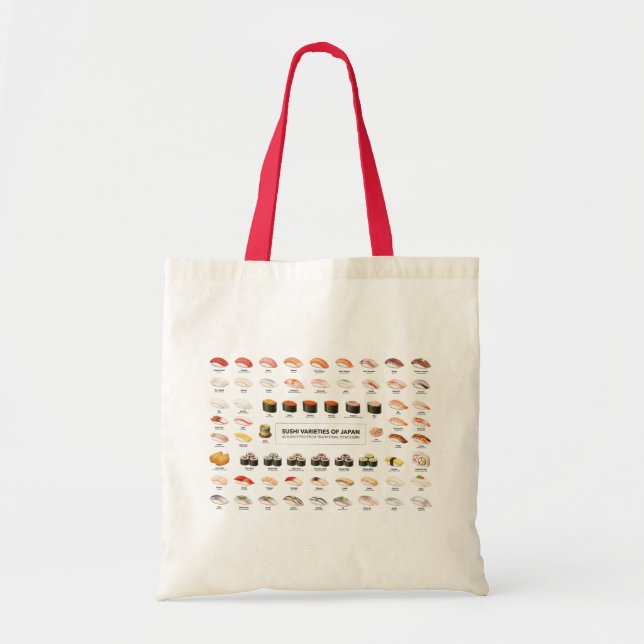 Sushi Guide Tote Bag – Japanese Food Chart (Front)