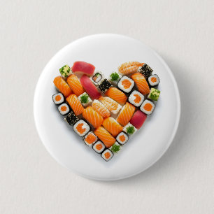 Sushi heart 6 cm round badge