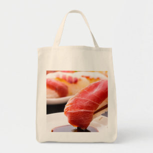 Sushi in Action: Tuna Meets Soy Sauce Tote Bag