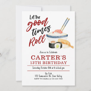 Sushi Invitation, Let the good times Roll Invitation