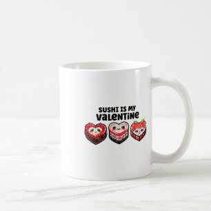 Sushi Is My Valentine Cute Kawaii Retro Heart Shap Coffee Mug