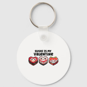 Sushi Is My Valentine Cute Kawaii Retro Heart Shap Key Ring