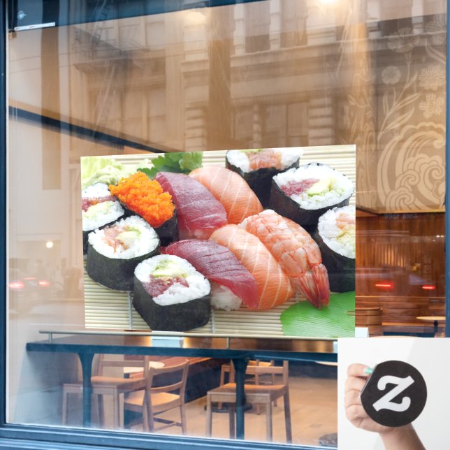 Sushi Japanese Asian Food Raw Sashimi Fresh Roll Window Cling (Cafe Window)