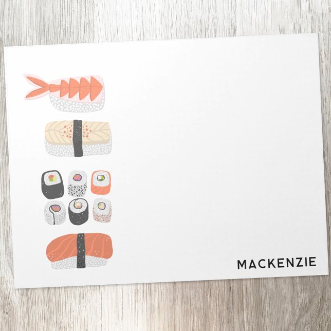 Sushi Japanese Food Art Personalised Notepad (Personalized name Japanese sushi food art notepad)