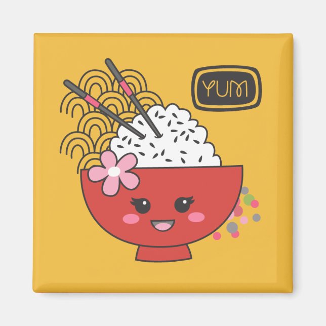 Sushi Japanese Food Cute Rice Bowl Magnet (Front)