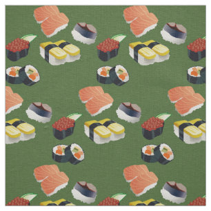 sushi japanese food green fabric