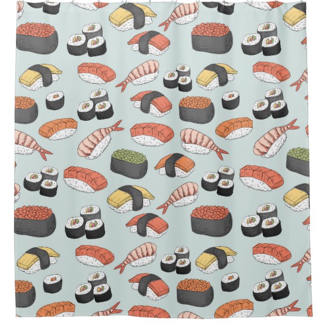Sushi japanese food pattern shower curtain (Front)