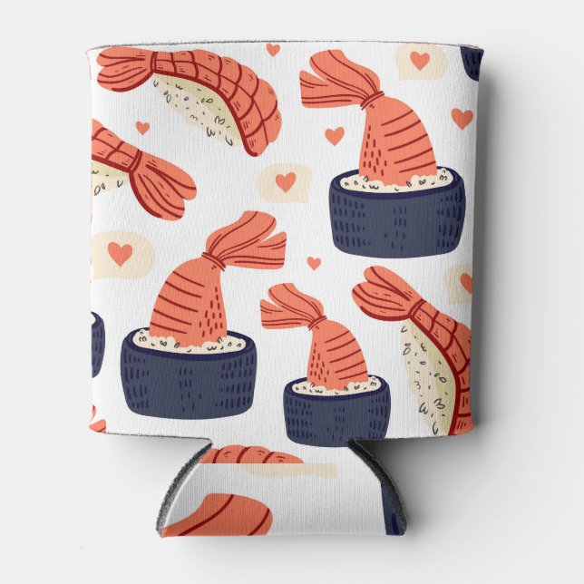 Sushi Japanese Food Seamless Pattern Can Cooler (Front)