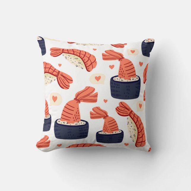Sushi Japanese Food Seamless Pattern Cushion (Front)
