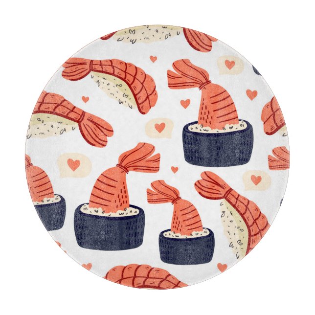 Sushi Japanese Food Seamless Pattern Cutting Board (Front)