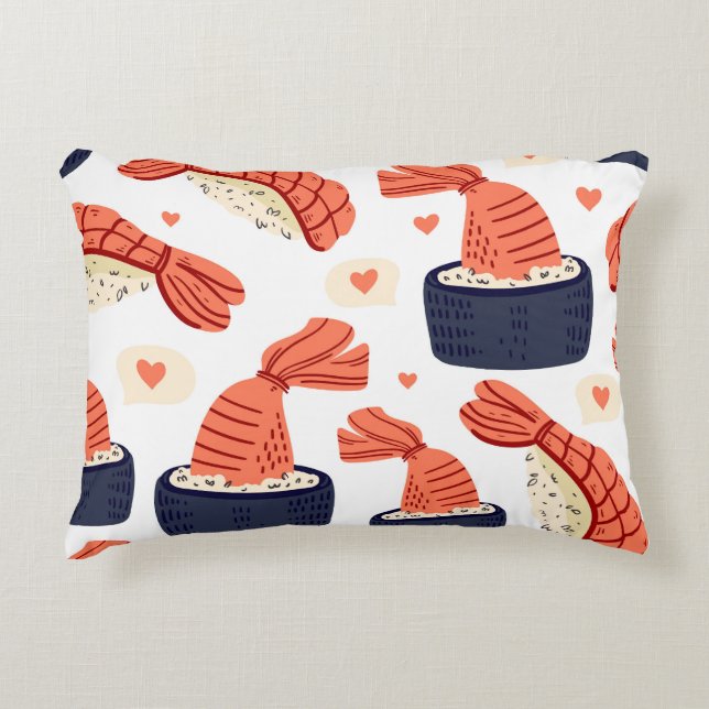 Sushi Japanese Food Seamless Pattern Decorative Cushion (Front)