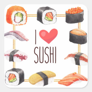 Sushi Japanese Food Square Sticker