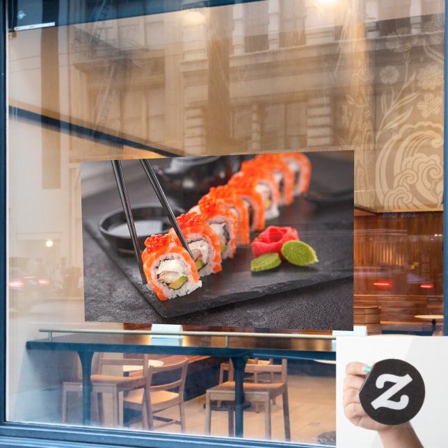 Sushi Japanese Plate Power Fish Asia Japan Asian Window Cling (Cafe Window)