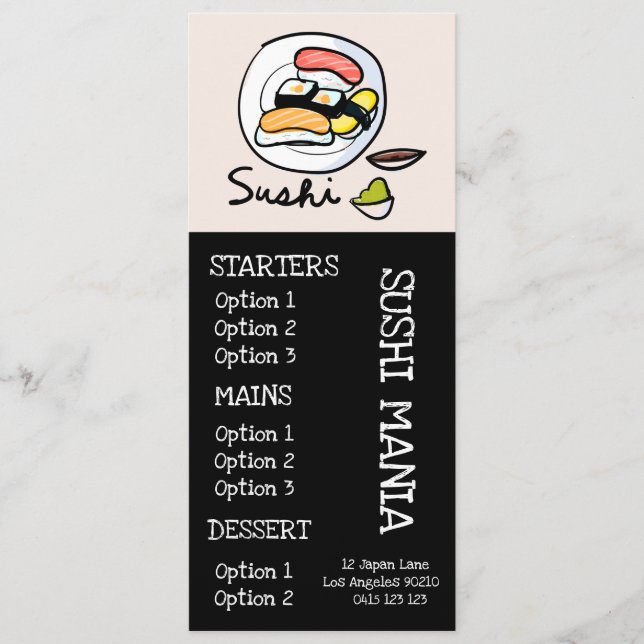 Sushi Japanese restaurant dinner menu (Front)