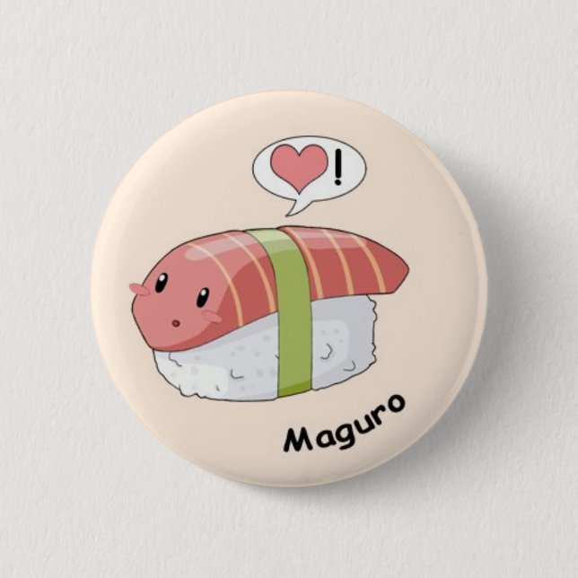 Sushi kawaii 6 cm round badge (Front)