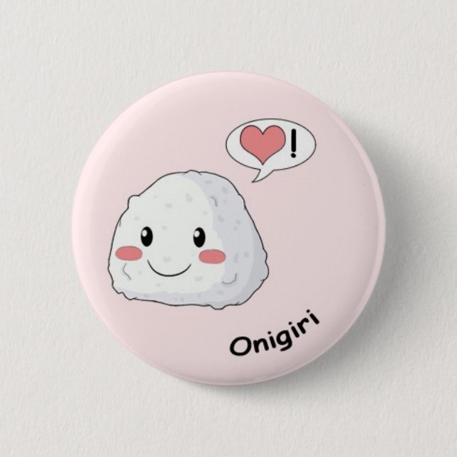 Sushi kawaii 6 cm round badge (Front)