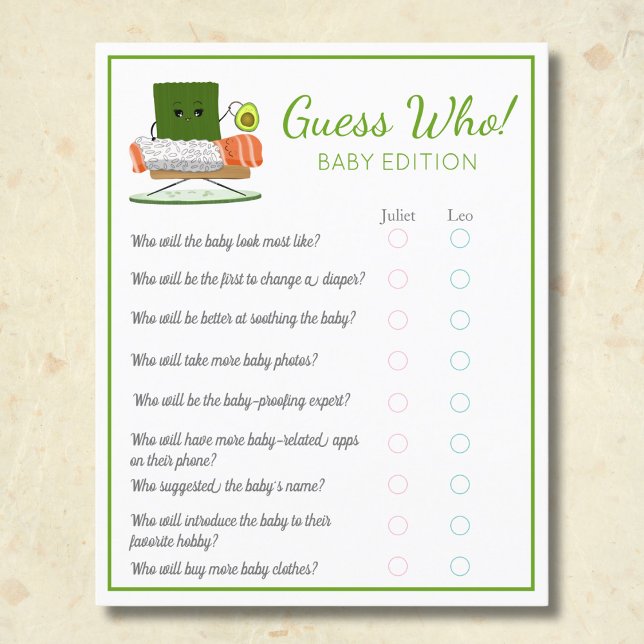Sushi Kawaii Baby Guess Who Baby Flyer (Creator Uploaded)
