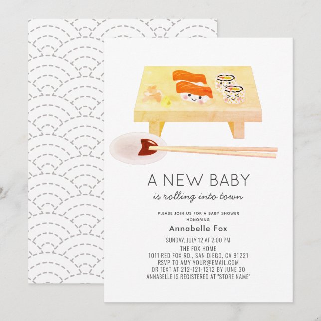 Sushi Kawaii Baby Shower Invitation (Front/Back)