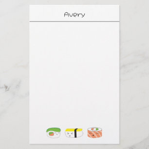 Sushi Kawaii Illustration Personalised  Stationery