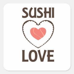 Sushi Love Heart Rice Salmon Favourite Square Sticker