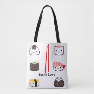 Sushi love shopping tote bag