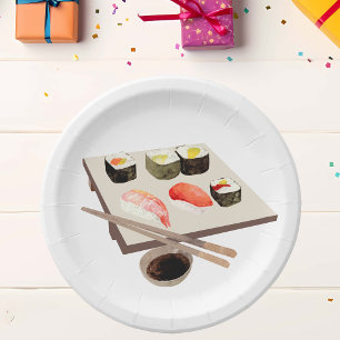 Sushi Lover Watercolor Party Meal Paper Plate