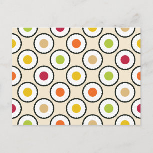 Sushi Maki Polka Dots Postcard