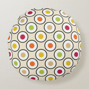 Sushi Maki Polka Dots Round Cushion