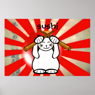 Sushi Maneki Neko Poster