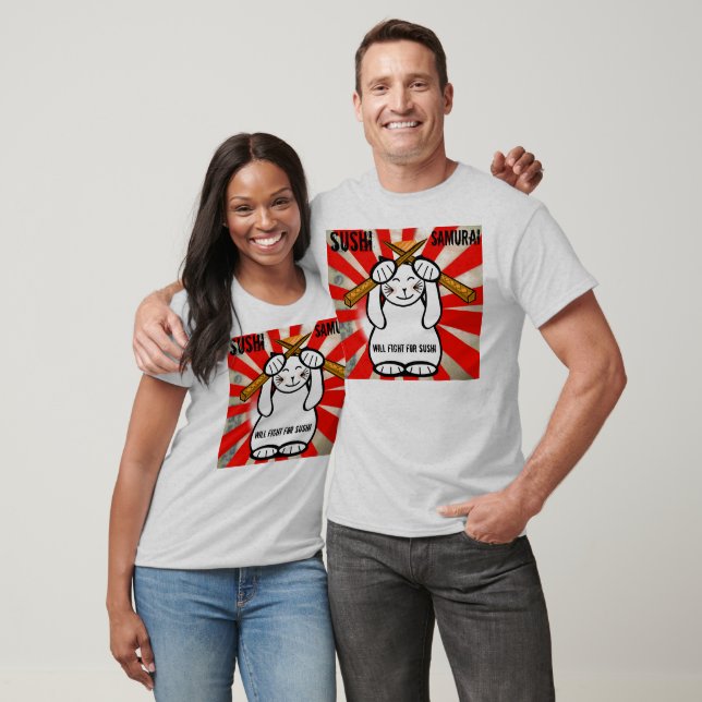 Sushi Maneki Neko ? Samurai - Cust... - Customised T-Shirt (Unisex)