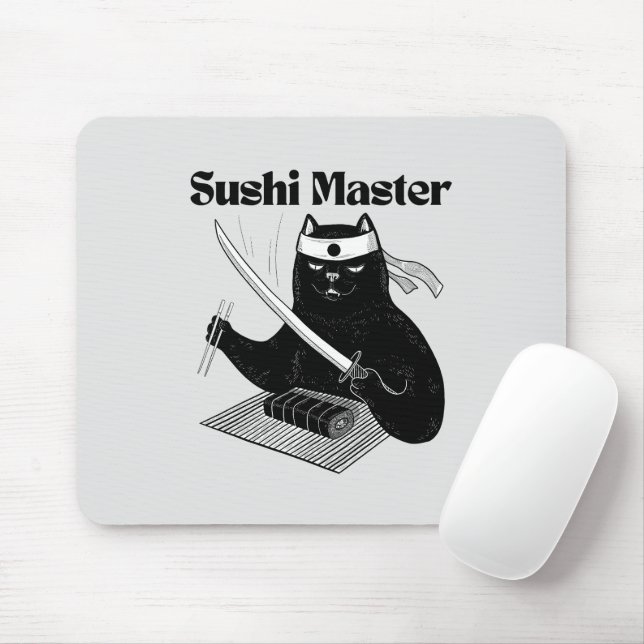 sushi master, sushi cat mouse mat (With Mouse)