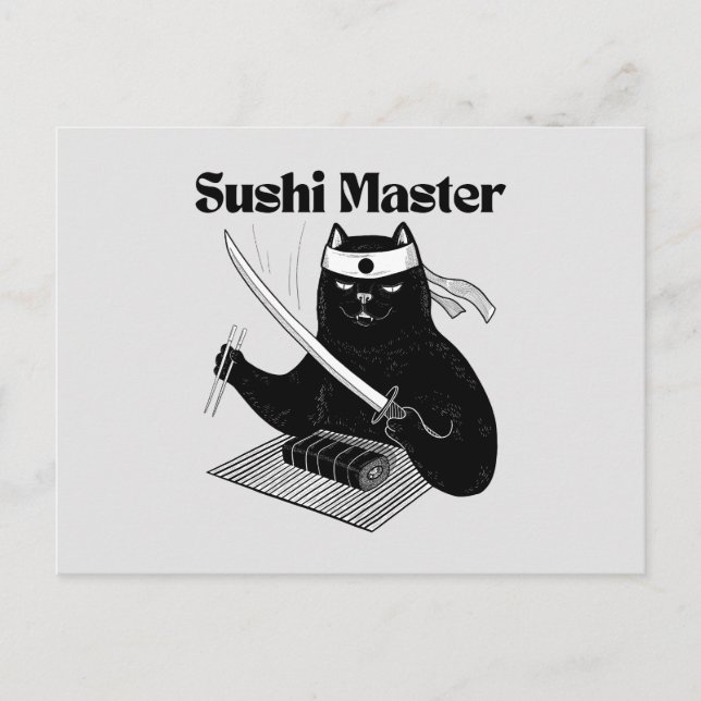 sushi master, sushi cat postcard (Front)