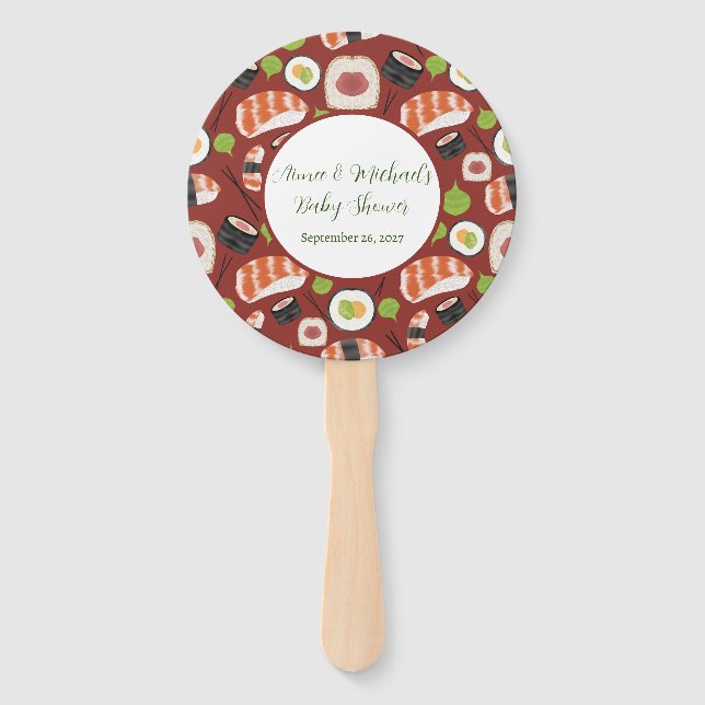 Sushi Neutral Baby Shower Hand Fan (Front)