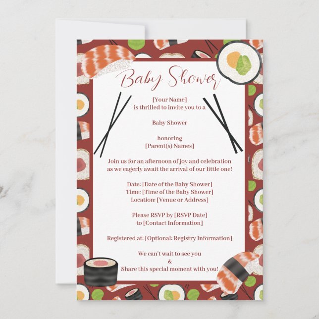 Sushi Neutral Baby Shower  Invitation (Front)