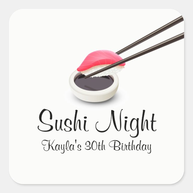 Sushi Night Party Square Sticker (Front)